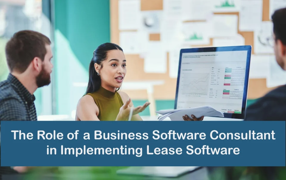 Business software consultant helping implement lease accounting software